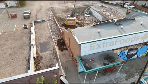 Backhoe at Extra Foods 4