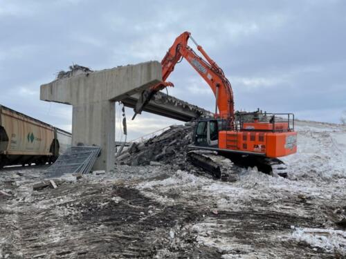 February 2021 - Bridge Demolition Trans Canada Highway #1, Westbound Lanes Above Railroad Tracks